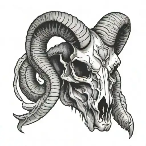 ram skull tattoo design idea
