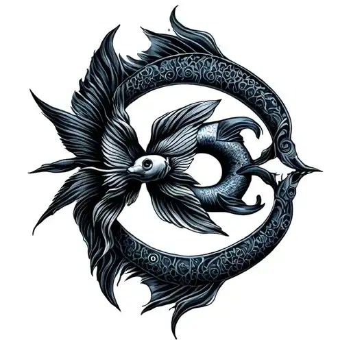 pisces and aquarius zodiac sign tattoo design idea
