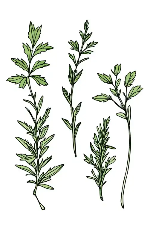 Parsley, Sage, Rosemary, Thyme bundle tattoo design idea