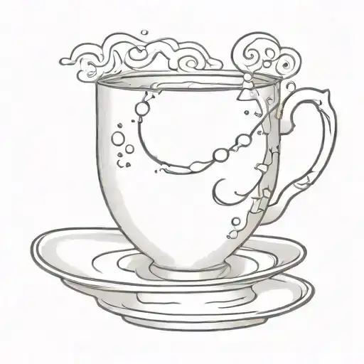 teacup with steam forming the shape of the moon tattoo design idea
