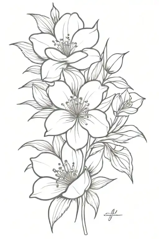 march may june july birth flower bouquet tattoo design idea