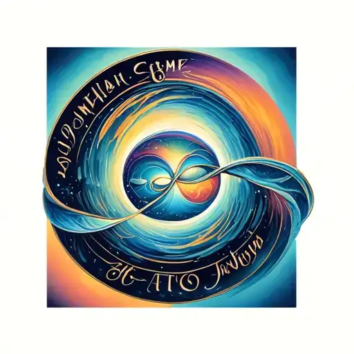 infinity circle with name written tattoo design idea