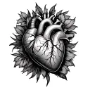 bicylindric interior motor and heart  tattoo design idea