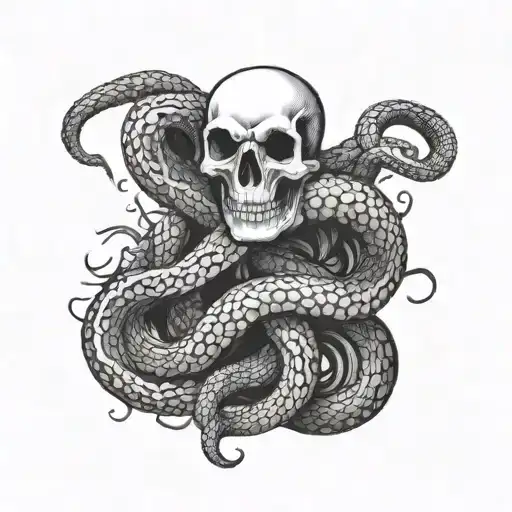skeleton snake tattoo design idea