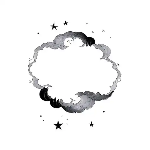 Filler  japanese Clouds and wind stars tattoo design idea