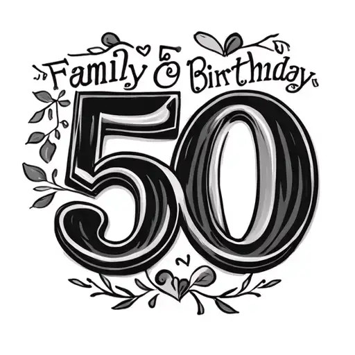 love, family and 50th birthday tattoo design idea