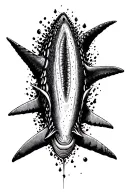 gothic whale shark tattoo. vertical negative space.  tattoo design idea