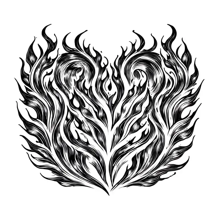 flames on breast  tattoo design idea