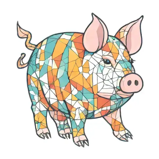 pig with a colorful geometric pattern tattoo design idea