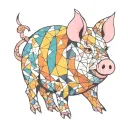 pig with a colorful geometric pattern tattoo design idea