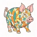 pig with a colorful geometric pattern tattoo design idea