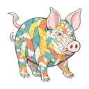 pig with a colorful geometric pattern tattoo design idea
