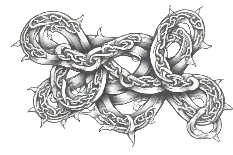 broken chain with infinity symbol tattoo design idea