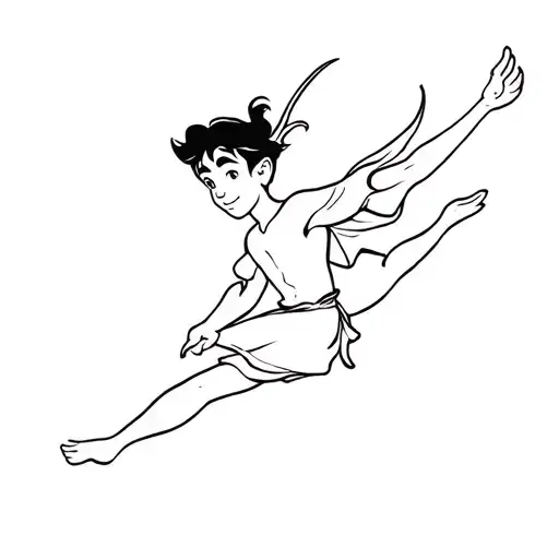 peter pan flying tattoo design idea