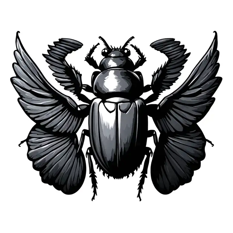 scarab beetle with wings spread  tattoo design idea