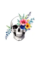 skull with flowers from the birth months May July and December  tattoo design idea