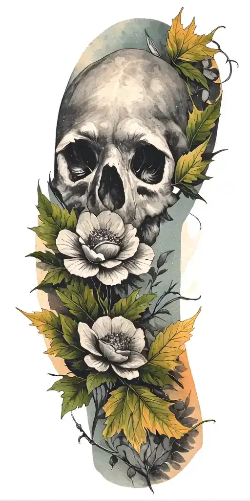 Replace flowers with fall leaves tattoo design idea
