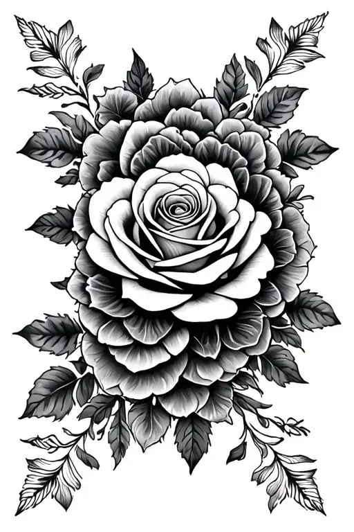 mandala and roses tattoo design idea
