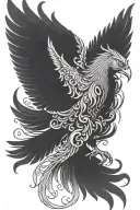 a black phoenix to cover tattoo design idea