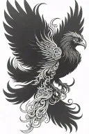 a black phoenix to cover tattoo design idea