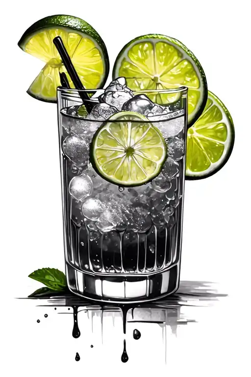 lime vodka cocktail tattoo design idea