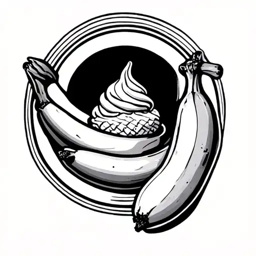 banana and ice cream with halo symbolizing love of grandparent who passed tattoo design idea