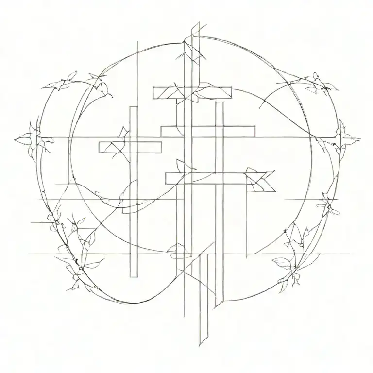 christian cross long and tall tattoo design idea