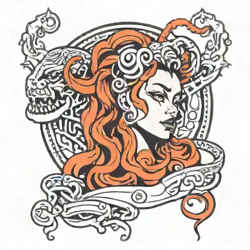 arcane jinx with medusa head tattoo design idea