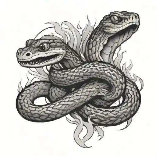 snakes and fire  tattoo design idea