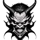 demon sharp teeth evil face human devil tattoo design idea