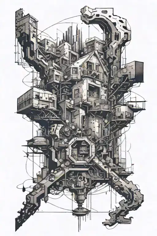 urban exploration scene tattoo design idea