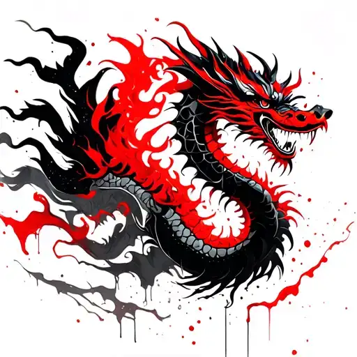 Chinese dragon breathing fire tattoo design idea