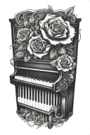 piano with a rose tattoo design idea