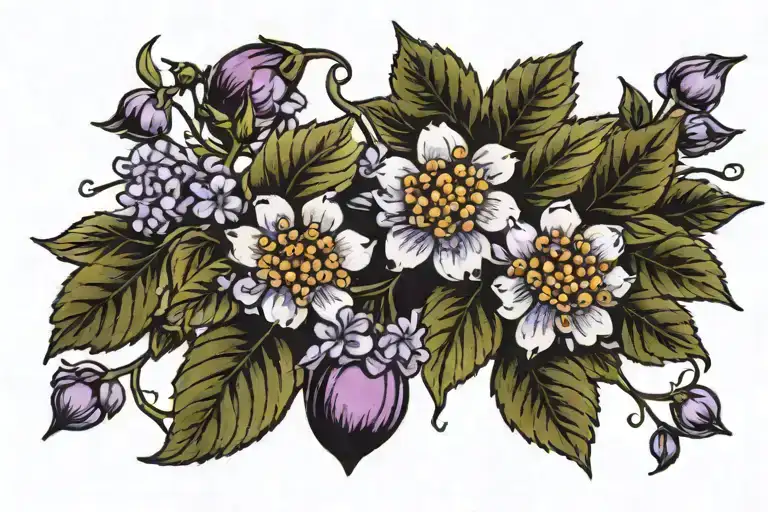 lilac and gooseberries tattoo design idea