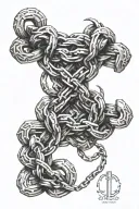 chain links with initials l f b  tattoo design idea