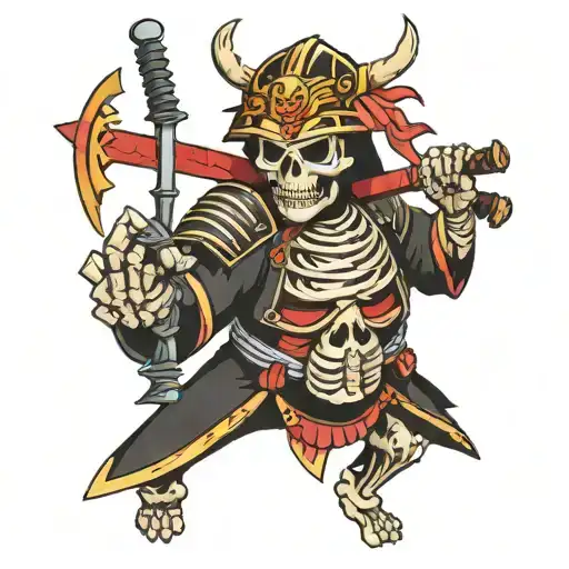 skeleton samurai tattoo design idea