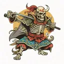 skeleton samurai tattoo design idea