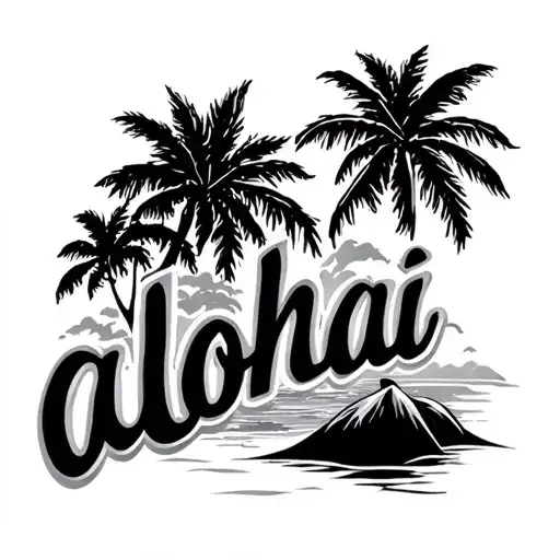 Lanikai islands with word "aloha" tattoo design idea