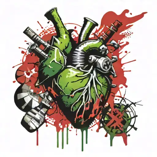 Greeen Day American Idiot heart grenade intertwined tattoo design idea