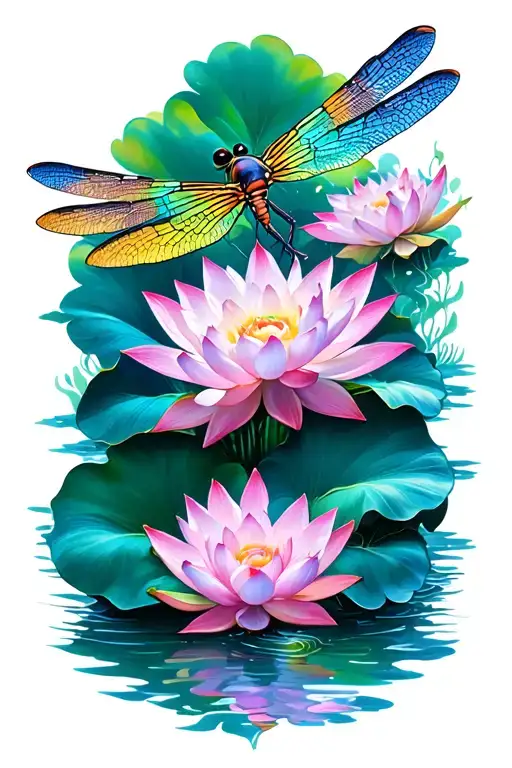 Lotus And Dragonfly tattoo design idea
