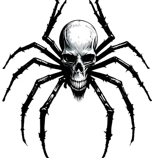 Black Spider with a skull body on web tattoo design idea