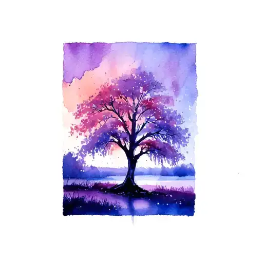 willow tree in all seasons represented along tattoo design idea