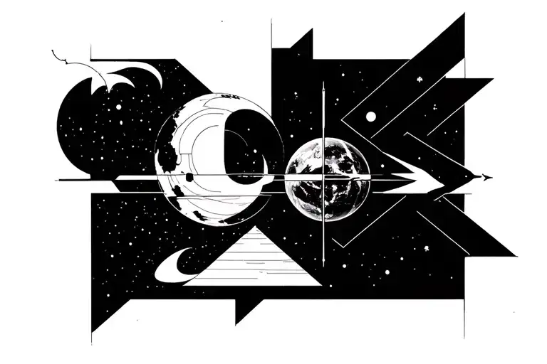 A cyber sigilism design incorporating elements of space and ascendancy architecture tattoo design idea