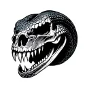 Snake skull with fangs tattoo design idea
