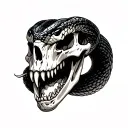 Snake skull with fangs tattoo design idea