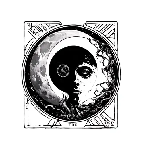 Cyberpunk 2077 tarot "the moon" and "the fool" tattoo design idea