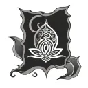 Bindrune protection symbol, lotus flower, celtic mother of two symbol tattoo design idea