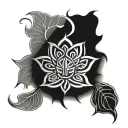 Bindrune protection symbol, lotus flower, celtic mother of two symbol tattoo design idea