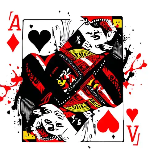 Card corner view Ace of hearts & Queen of hearts tattoo design idea