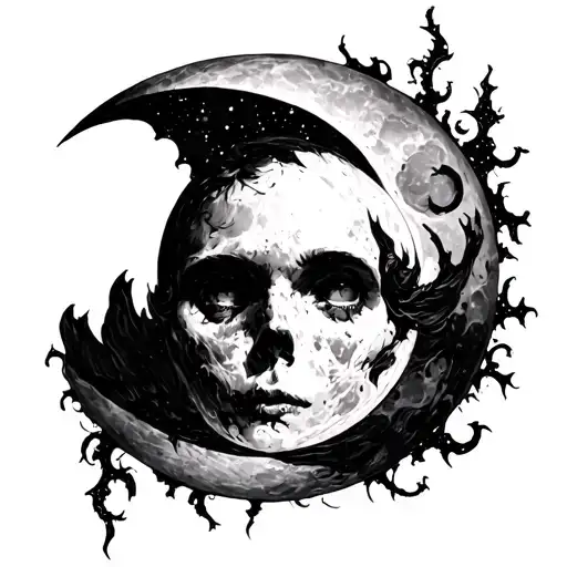 Gothic Moon tattoo design idea